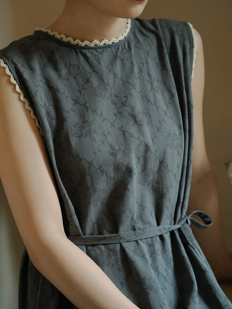 Black rose plaid sleeveless dress