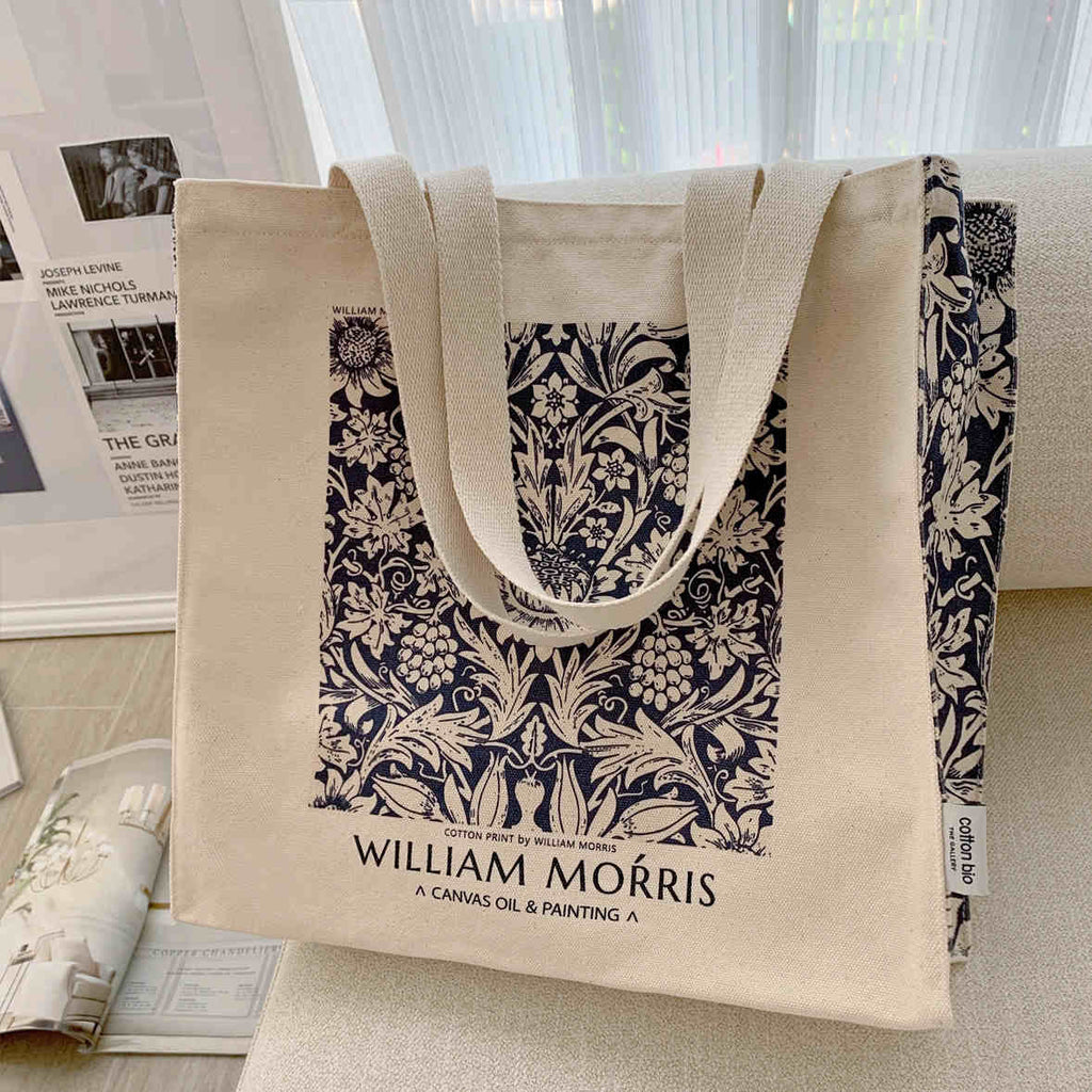 William Morris Navy Botanical Patternトートバッグ – ManusMachina