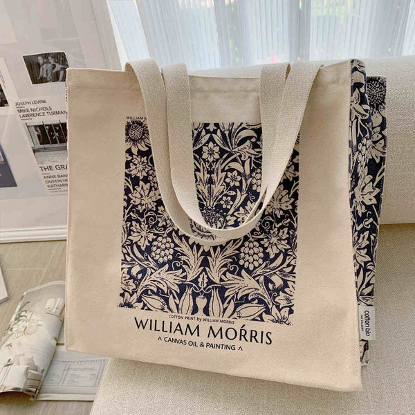 William Morris Navy Botanical Pattern Tote Bag