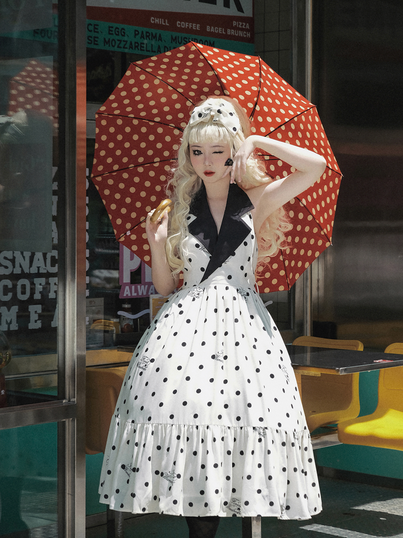 Silver screen actress polka dot retro dress ManusMachina