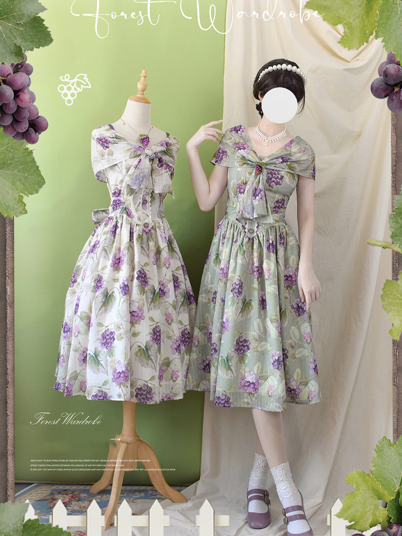 Purple Grape Watercolor Classical Strap Dress