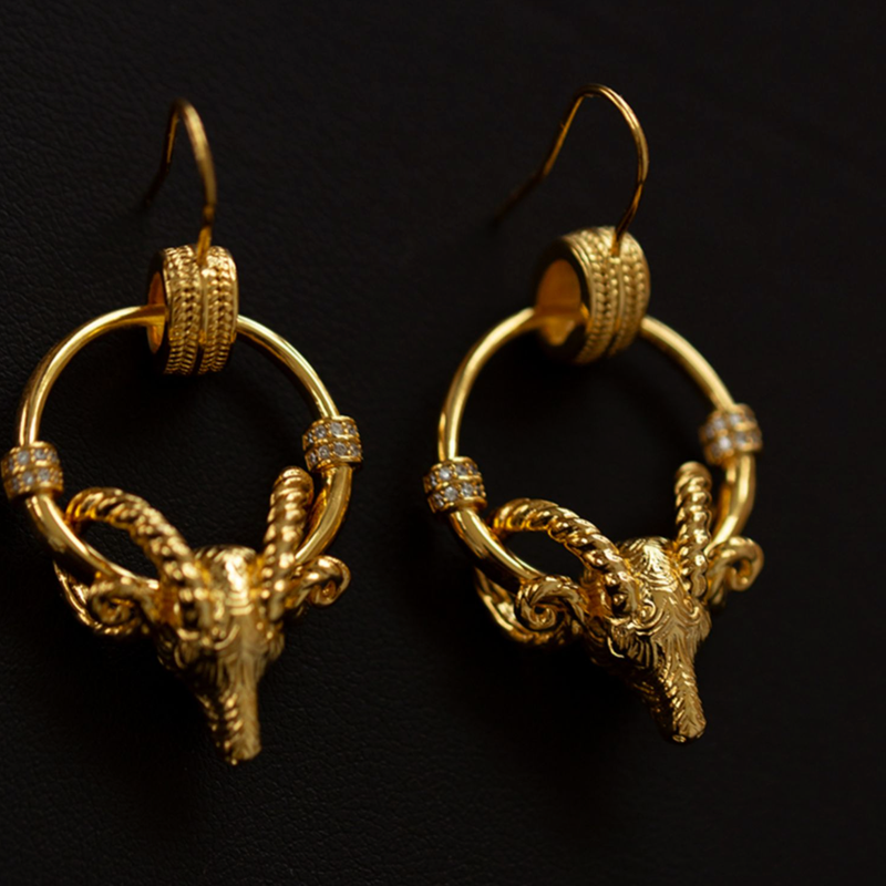 gold goat earrings