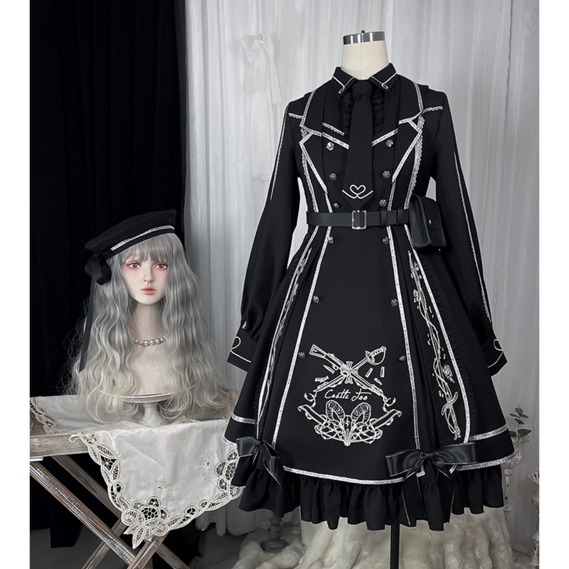 Baron's Daughter and Black Knight Embroidered Jumper Skirt, Blouse, Jacket, and Half Pants