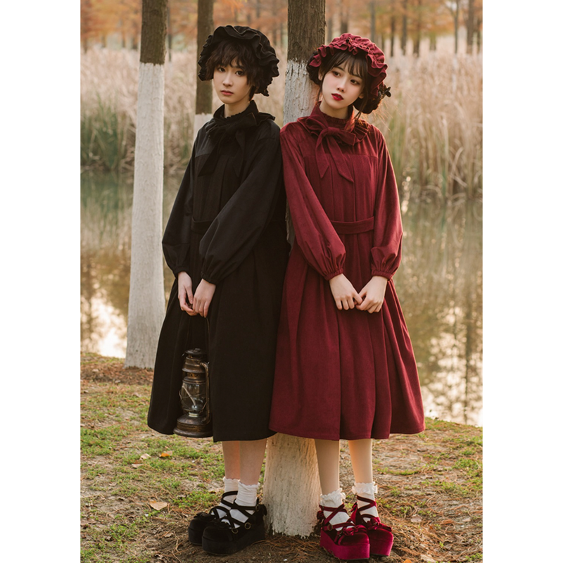 Velvet dress of a young lady in a fairy tale world