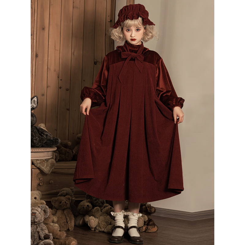 Velvet dress of a young lady in a fairy tale world