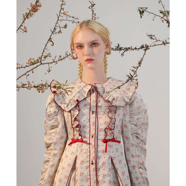 Jacquard Dress of Bouquet of Western Real Cherry Blossoms