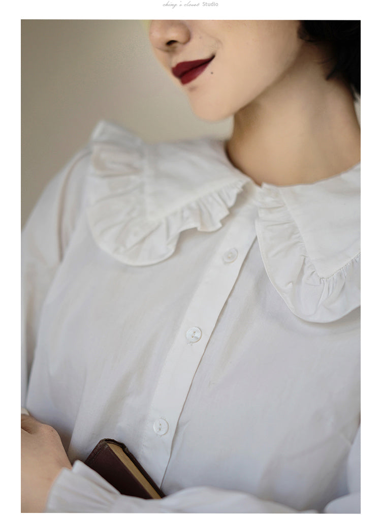 white lady vintage frill blouse