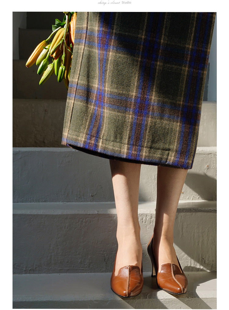 western plaid retro pencil skirt