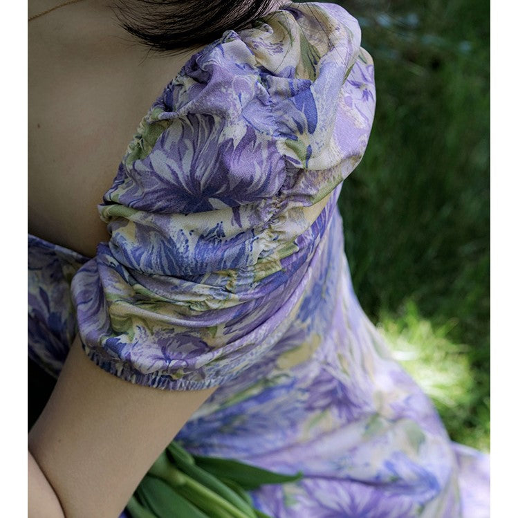 睡蓮の花咲く油絵ワンピースとスカート