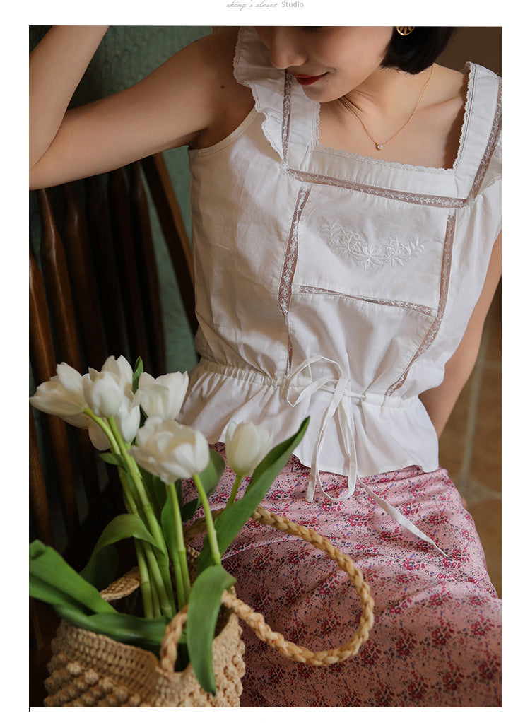 Nadeshiko-colored flower pattern French skirt