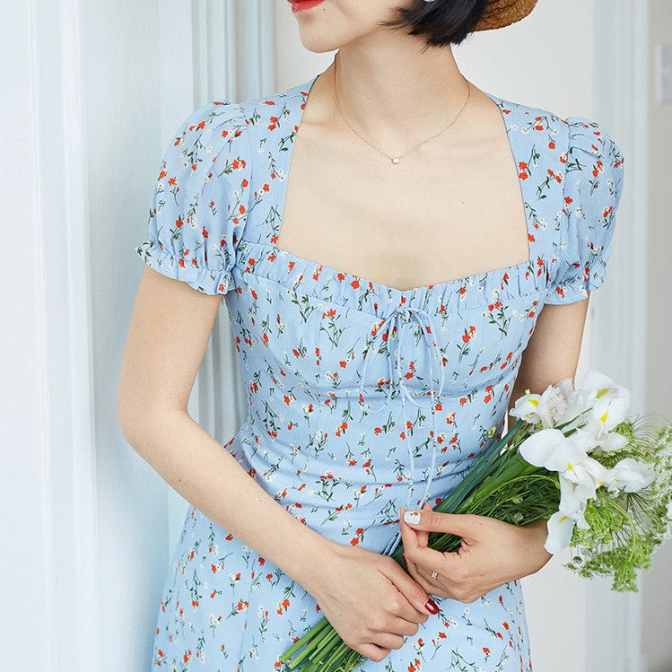 Showa retro flower pattern dress