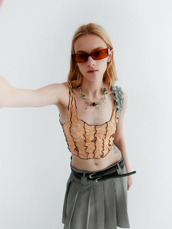 Dubble Ruffle mesh tank top 