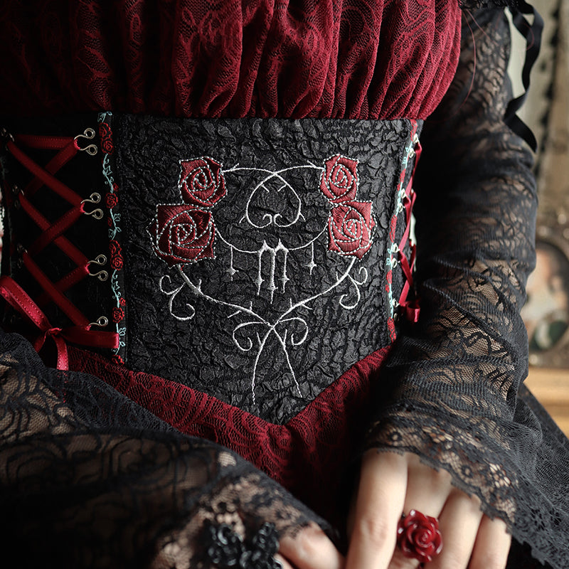 暗黒薔薇の刺繍コルセットジャンパースカート-Long Ver. – ManusMachina