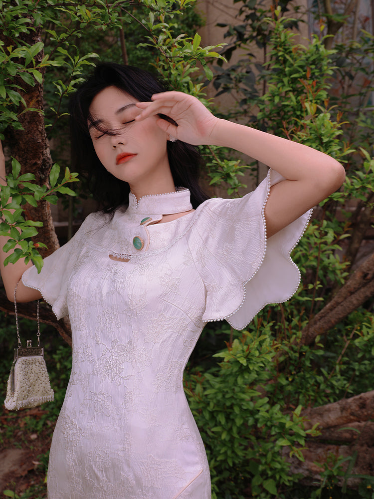 Pure lily embroidery cheongsam dress