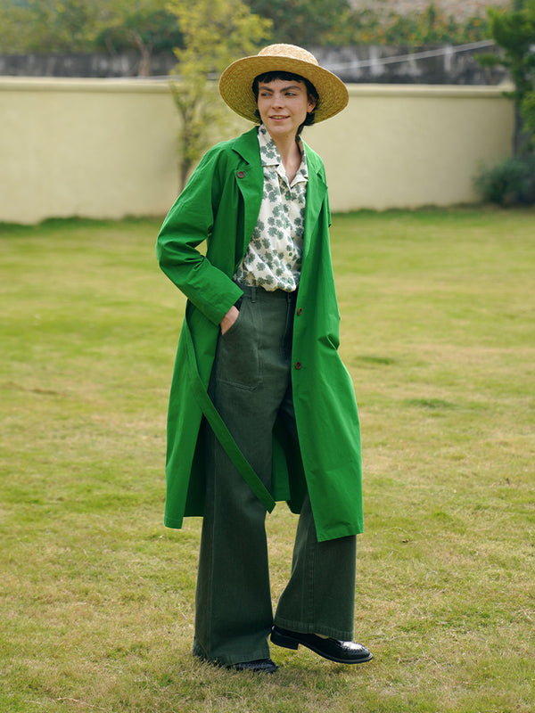Hanamoegi forest color convertible collar coat