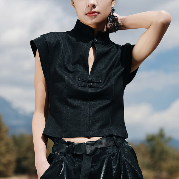 black lady cheongsam tops
