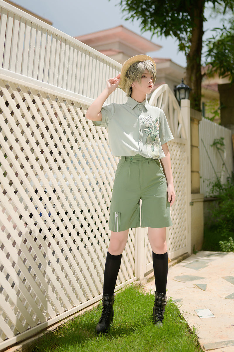 green decorative shorts