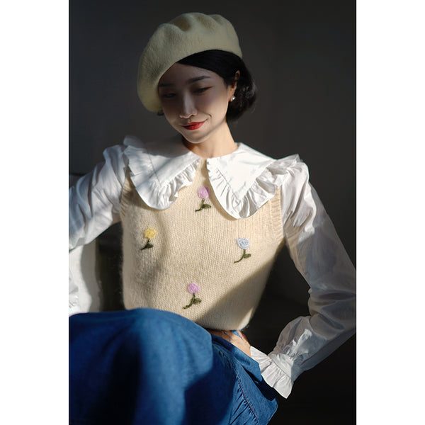 white lady vintage frill blouse