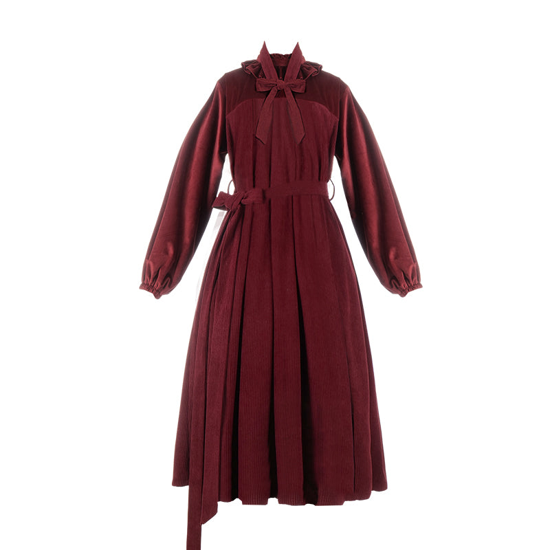 Velvet dress of a young lady in a fairy tale world