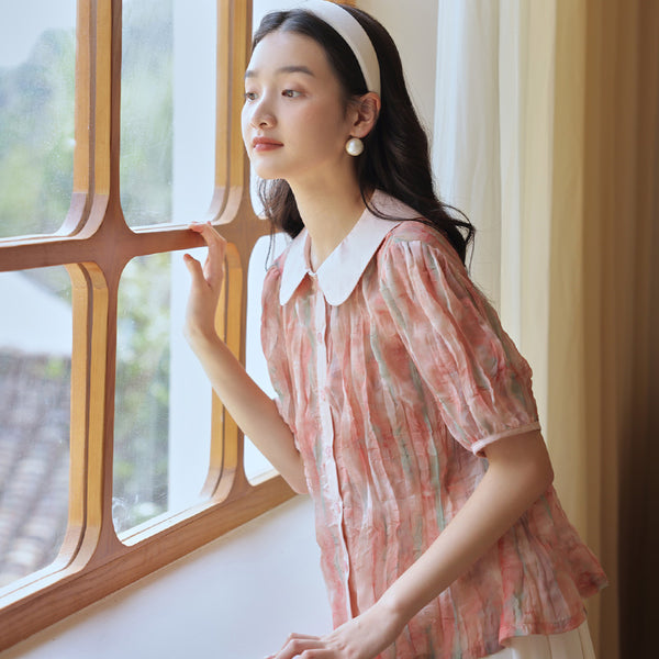 Nadeshiko color oil painting retro blouse