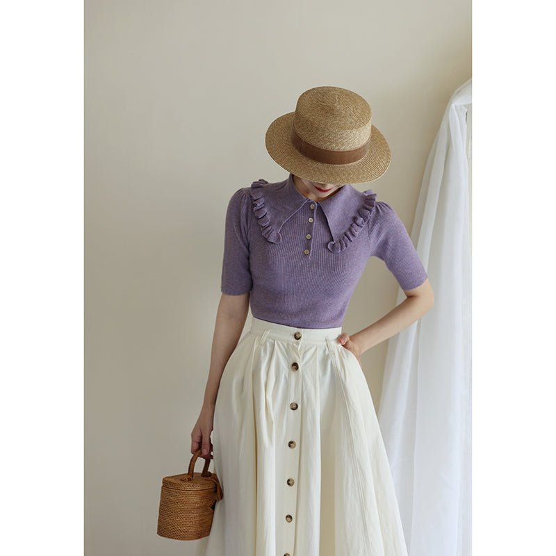 Ivory-colored lady's denim skirt
