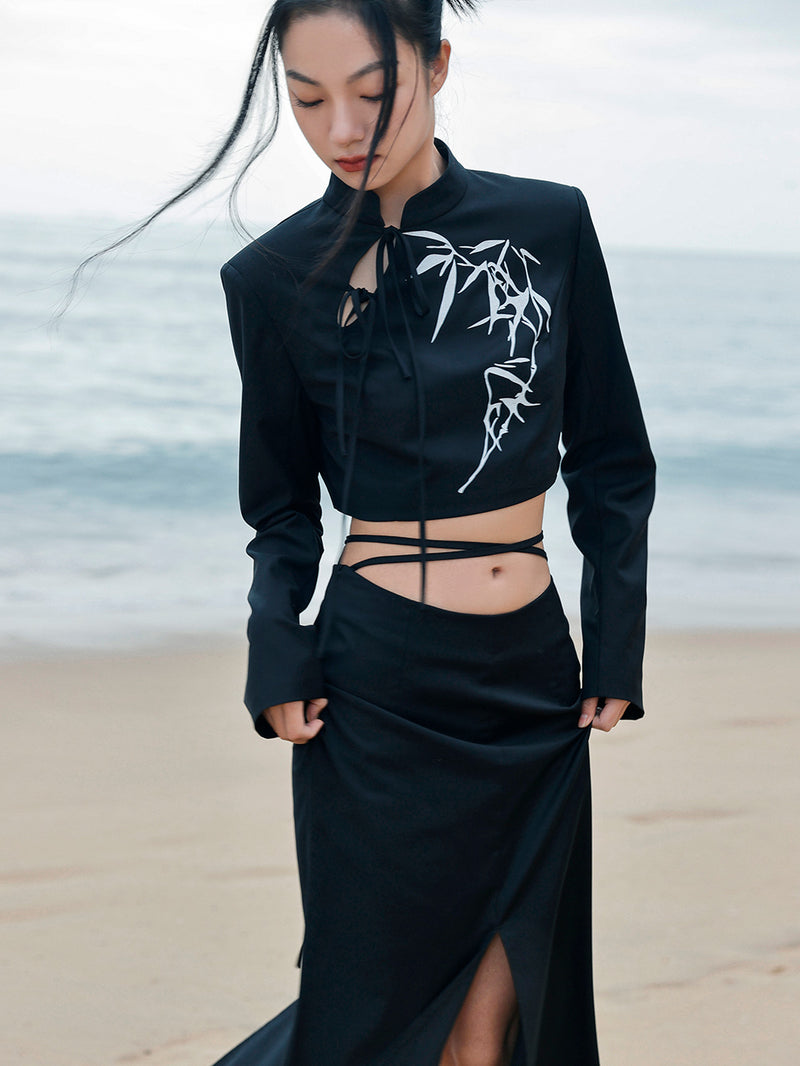 Moonlight bamboo grove China short jacket