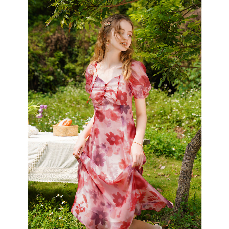 Flower crimson outlet dress