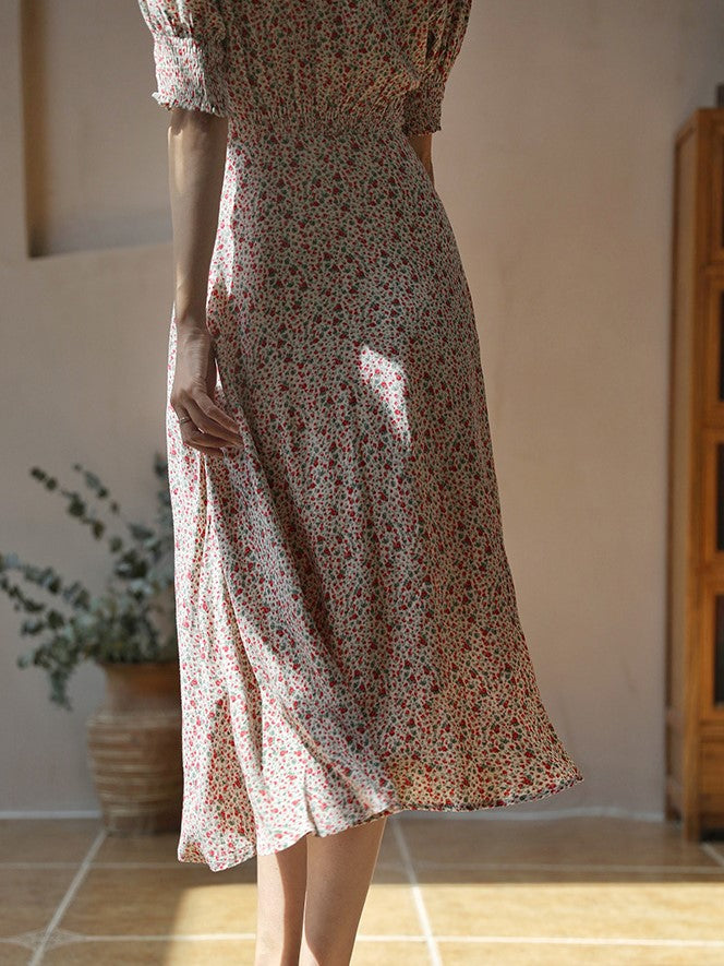 Floral Crowd French Dress for Ladies
