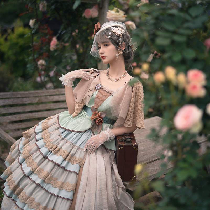 Court Queen's Embroidered Elegant Tops and Skirts