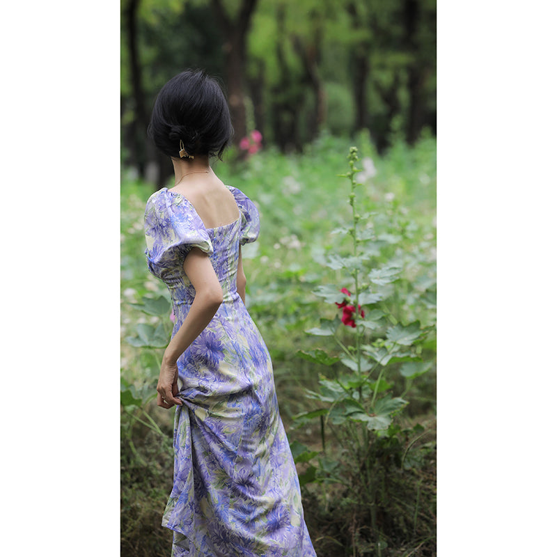 Water lily blooming oil painting dress and skirt