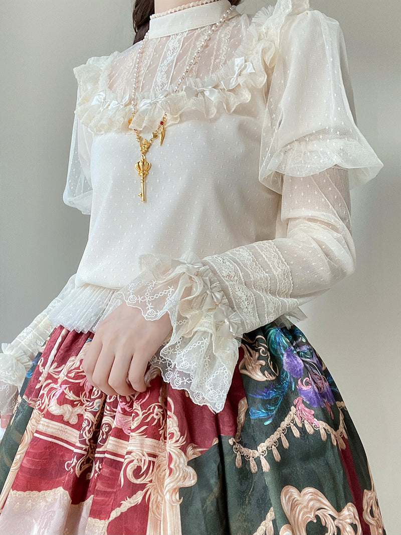 Noble lady's embroidered lace blouse and arm cover [Scheduled to be shipped from mid-March to late April 2023]