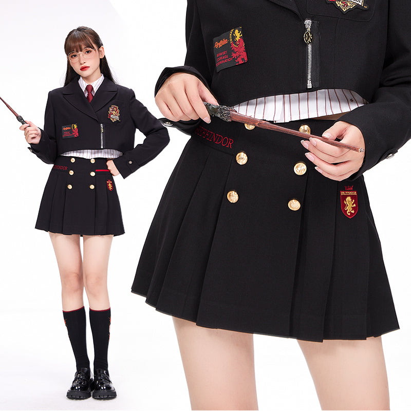 Magic School Embroidered Short Pleated Skirt