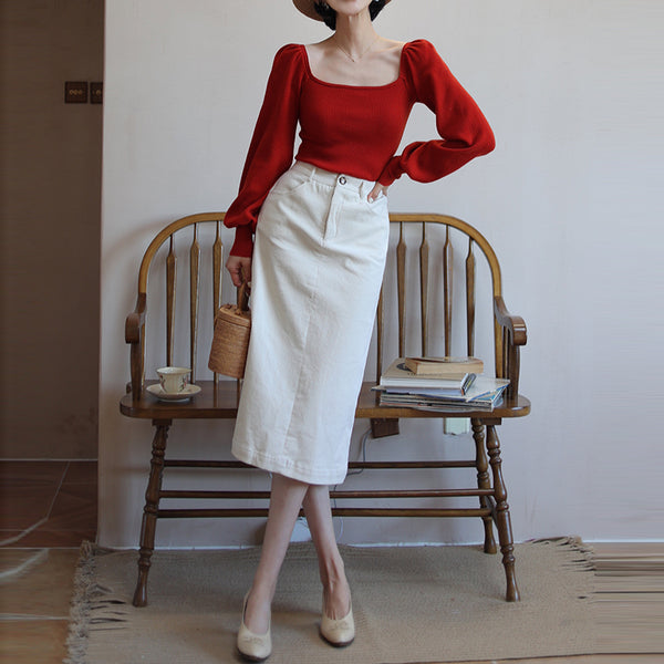 Ivory lady corduroy skirt
