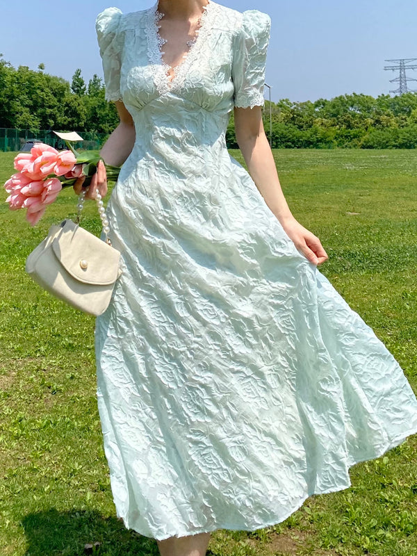 A pure maiden floral print jacquard dress