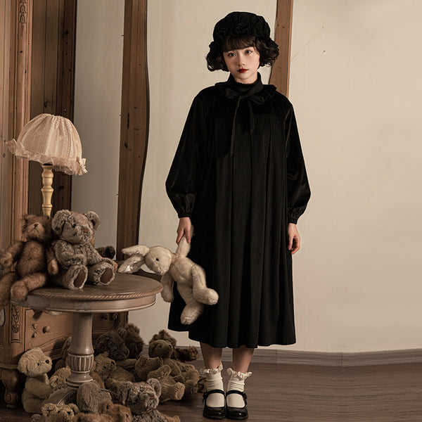 Velvet dress of a young lady in a fairy tale world