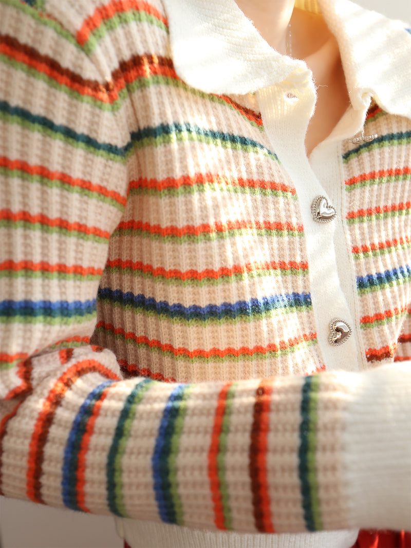 Rainbow Striped Knit Cardigan