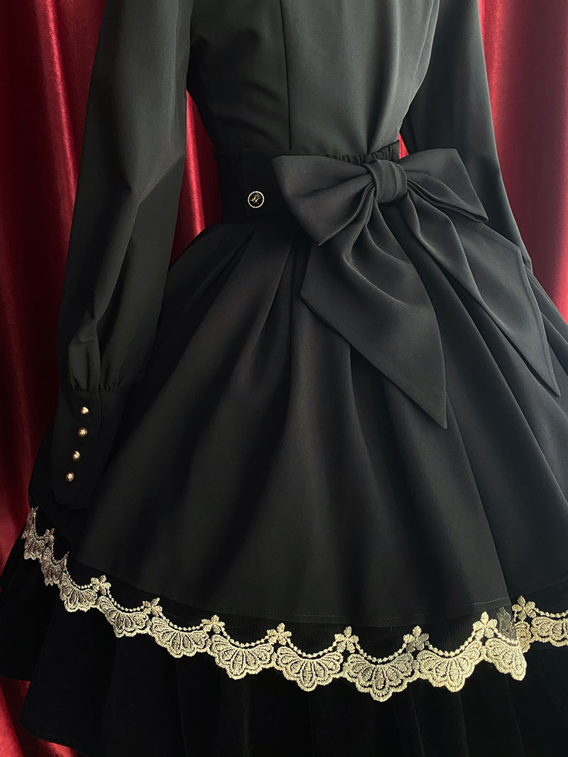 中世貴族のお嬢様ヴィンテージスカート-Black