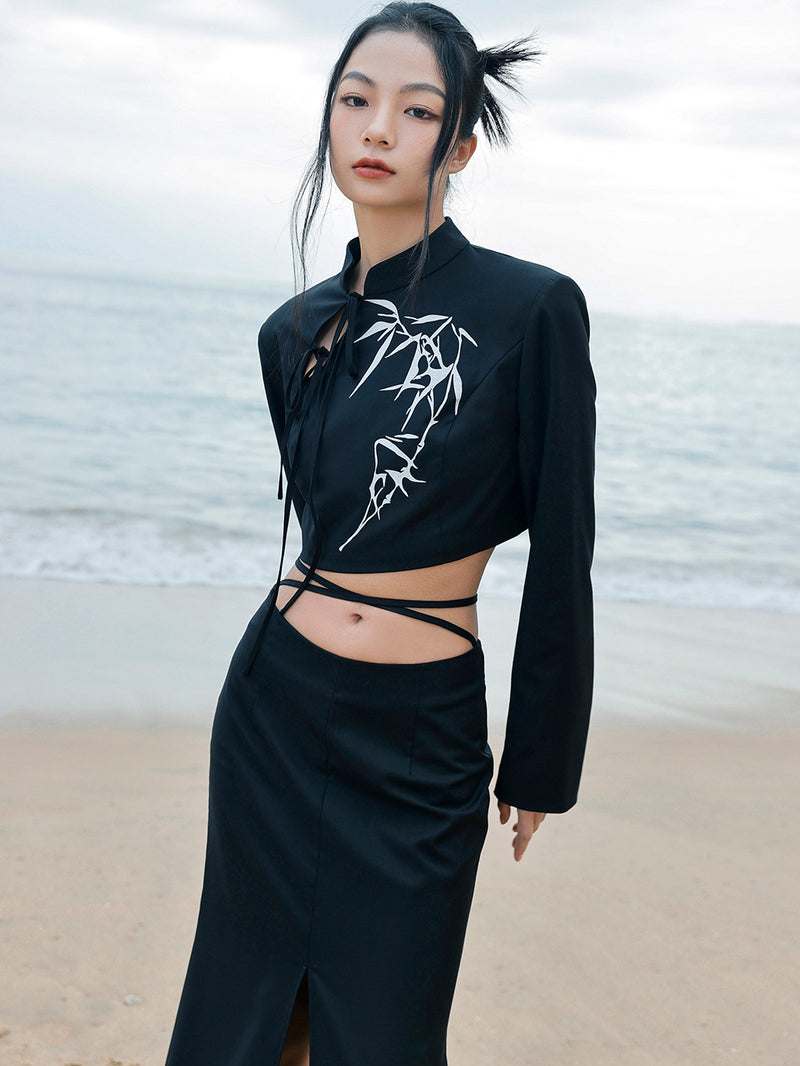 Moonlight bamboo grove China short jacket