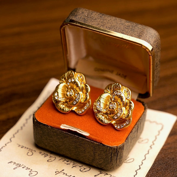 golden camellia earrings