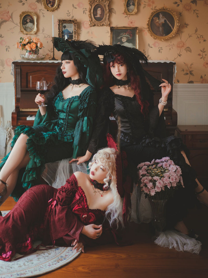 Crimson Lady Embroidered Gothic Dress