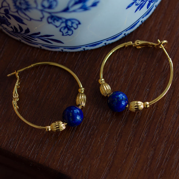 lapis lazuli gold ring earrings