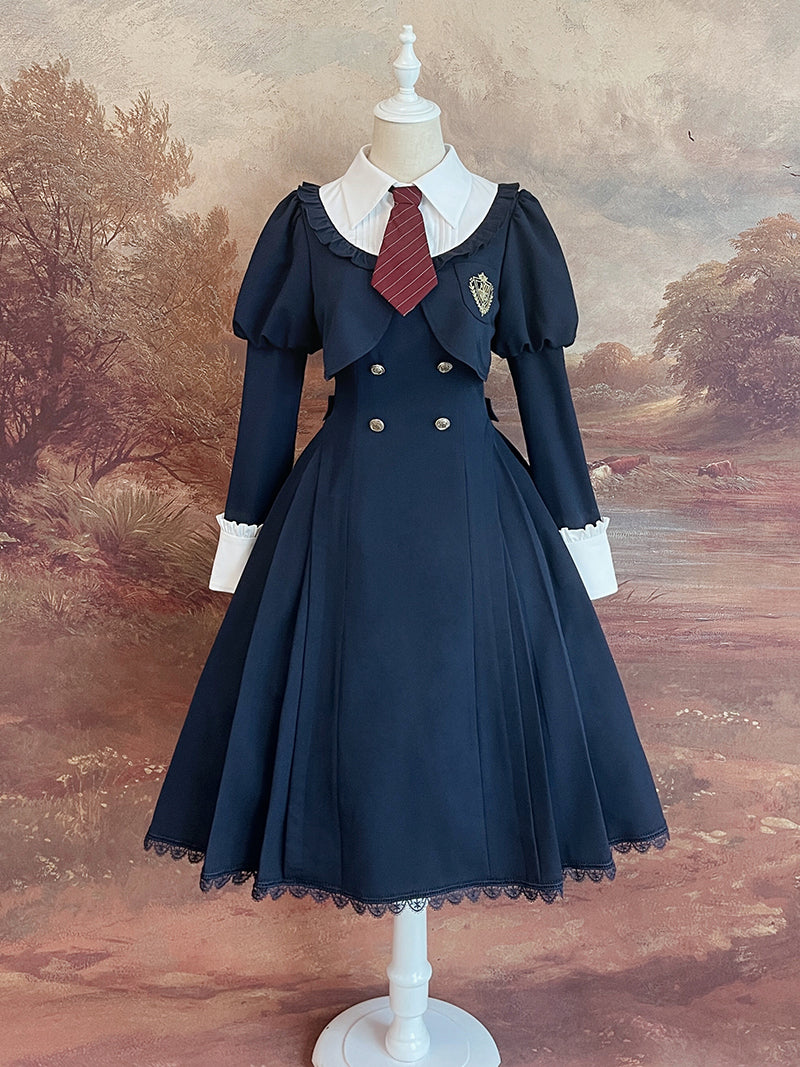 Navy blue literary classical dress [scheduled to be shipped in mid-April 2023]