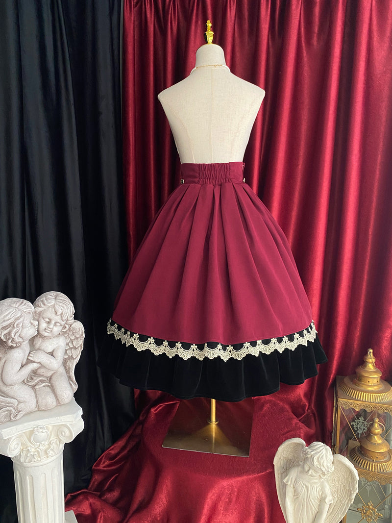 Medieval Aristocratic Lady Vintage Skirt - WineRed