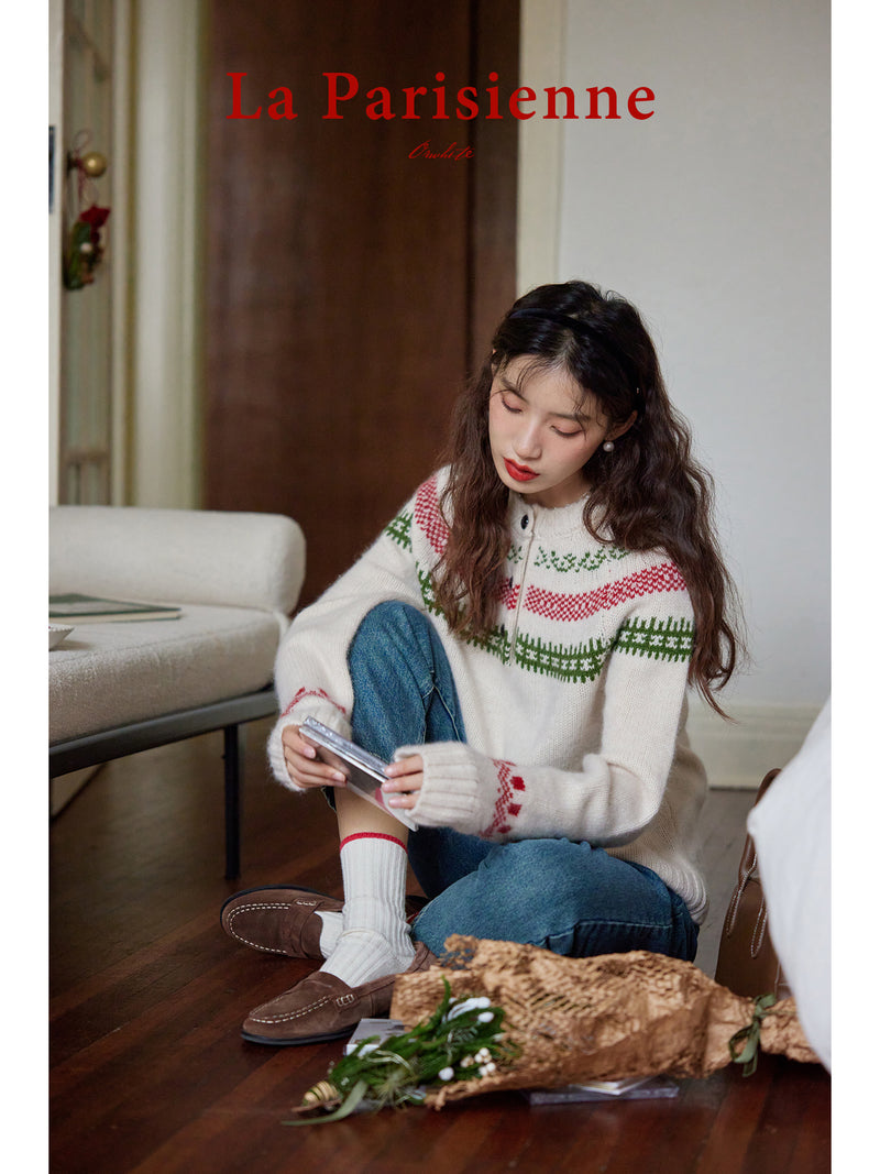 Fair Isle pattern knit sweater