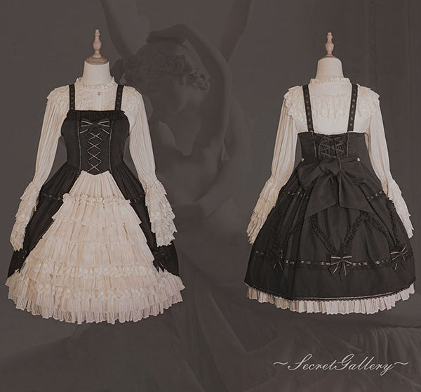 Royal aristocratic ribbon embroidery jumper skirt