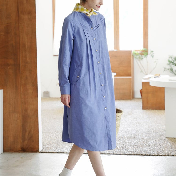 Light ultramarine sky blue shirt dress
