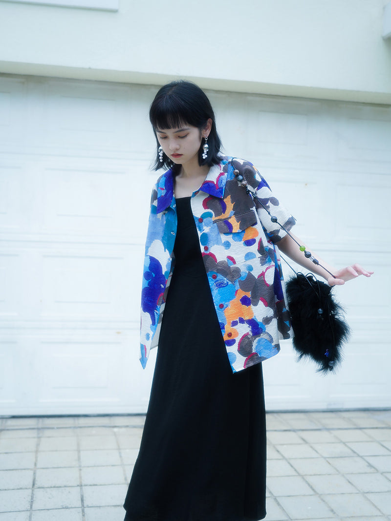 Cornflower oil painting blouse