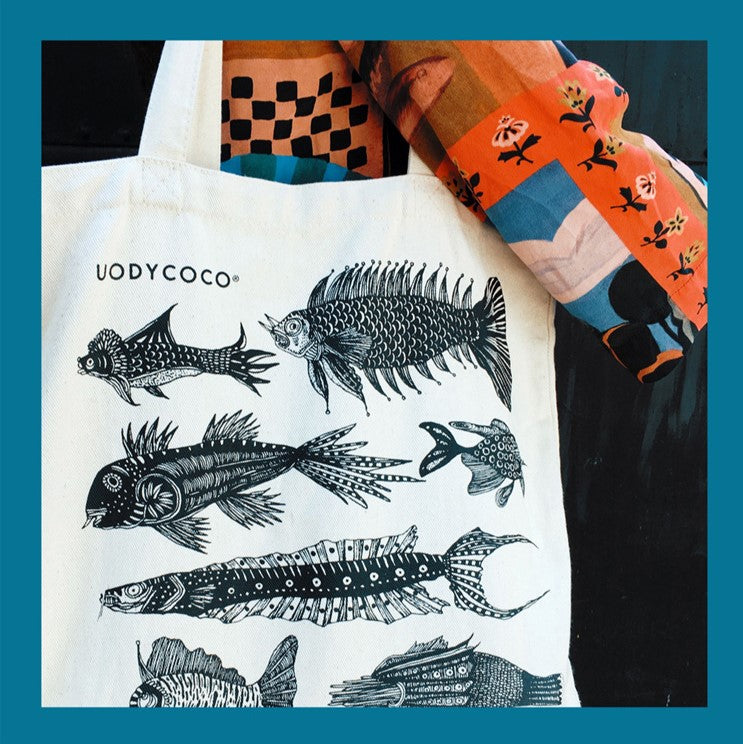 fish encyclopedia tote bag
