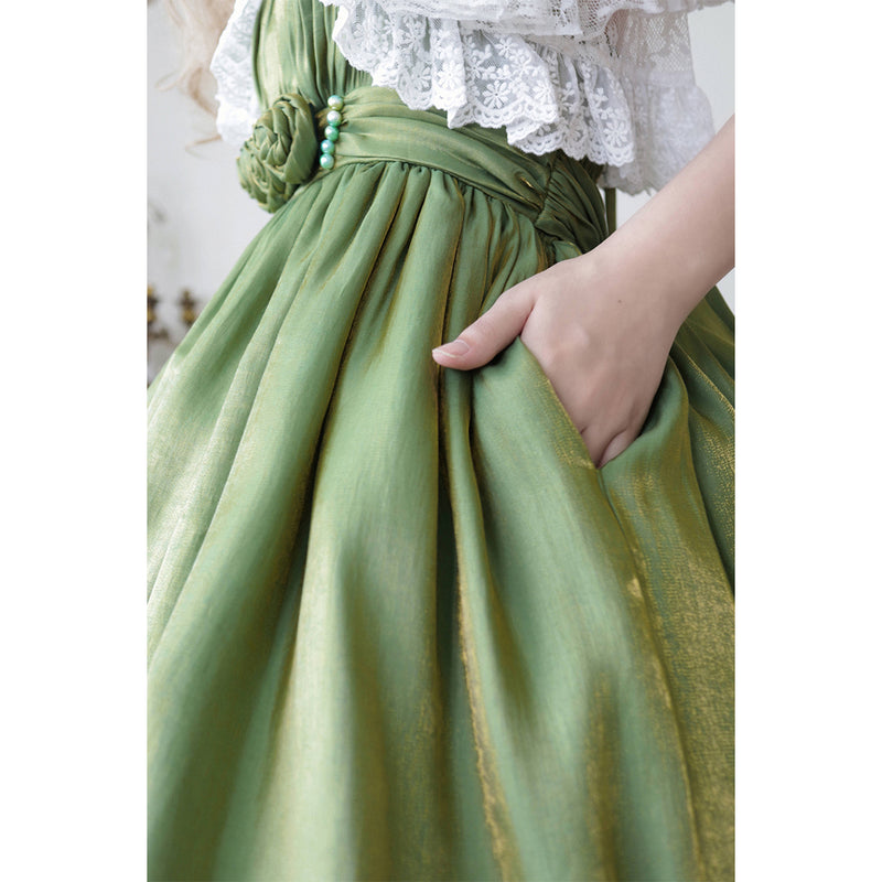 Yellow light green lady jumper skirt and embroidered bolero