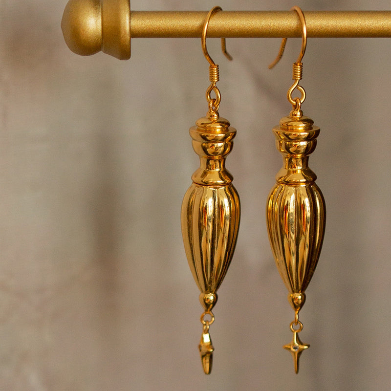 golden porcelain bottle earrings